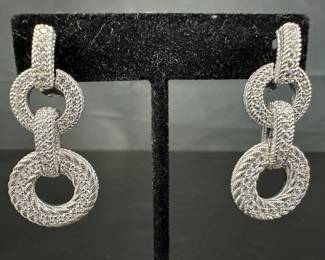 Judith Ripka 925 CZ Thailand Drop Earrings 3 in One