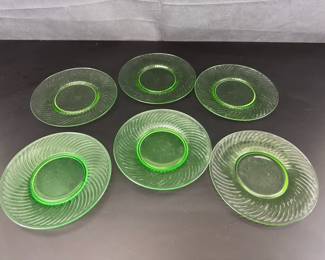 6 Green Uranium Plates with Different Designs
