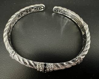 Judith Ripka Vintage Sterling Silver Black CZ Bracelet 2.25 in  25 g