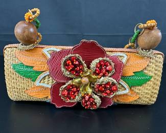 Mary Frances Straw Unique Decorative Purse