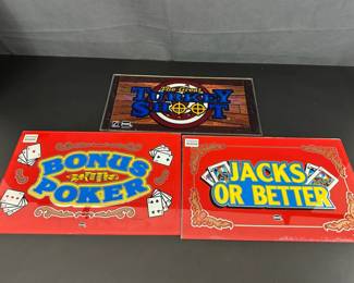 3 Glass Slot Machine Panels The Great Turkey Hoot  Jacks or Better Bonus Poker