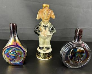 3 Vintage Decanters Jim Beam Democrat Donkey Dwight Eisenhower  Douglas Mccarthur