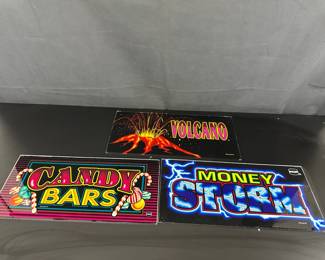 3 Slot Machine Glass Panels Volcano  Money Storm  Candy Bars