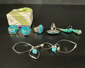 925 Jay King Turquoise Earrings Bronze with Turquoise  Sterling Earrings and Rings