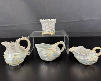 4 Royal Bayreuth Shell Nautilus Luster Creamers and Sugars