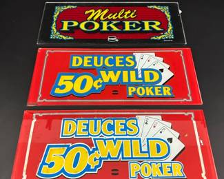 3 Slot Machine Glass Panels Duces Wild and Multi Poker