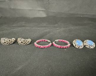925 Carolyn Pollock Earrings Retired Southwest Relias  Saphire Hoop Earrings  28g with Stones
