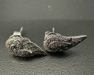 Affinity Diamond 925 Pierced Earrings Jeweler Verified 3g with Stones