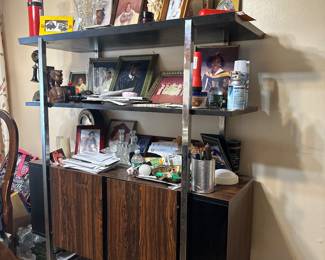 Great Vintage Shelving System Wood and Chrome