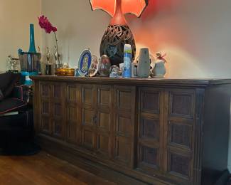 Vintage MCM Wood Credenza with Record Player and Loads of Storge