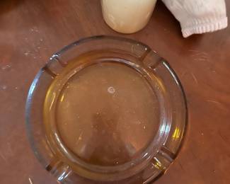 Vintage MCM Amber Glass Ashtray 