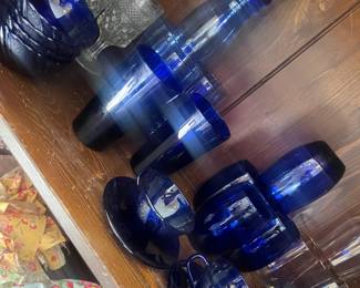 Lots of blue glass