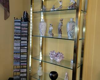 Brass & glass display shelves