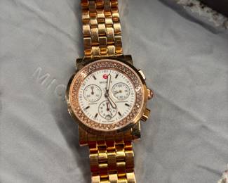 Chronograph Michele rose gold watch with diamonds and swiss movement.