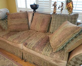 Leather & fabric lounge sofa