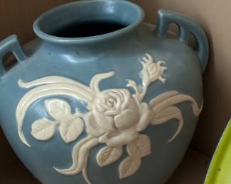 Weller Art Pottery Dogwood Double Handled Vase 