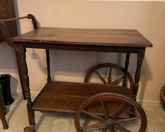 Tiger Oak Bar Cart Tea Cart