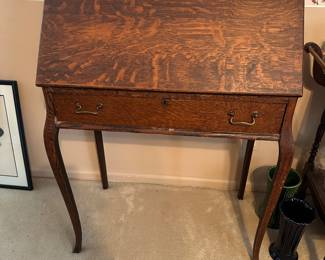 Tiger Oak Drop Front Secretary Desk 