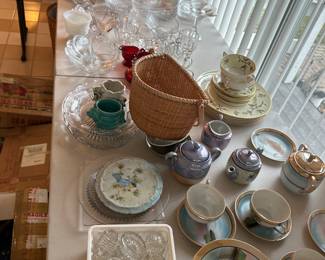 Glass, China, salt cellars 