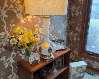 Large glass table lamp with gold leaf, drip motif Cerda 1950s, 1960s
