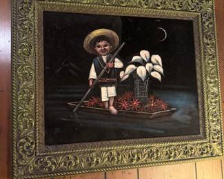 Black velvet boy with flowers