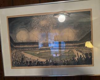 Signed watercolor, Chicago sock Park holy cow