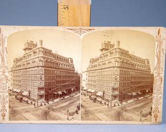 $10.00. -  ANTIQUE STEREOVIEW OF THE POWERS BUILDING ROCHESTER NEW YORK  -  $10.00
