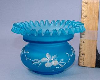 $20.00  -  HAND PAINTED RUFFLE TOP ROSE BOWL  -  $20.00