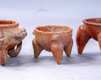 $50.00  -  THREE "PRE COLUMBIAN" POTS - ONE PRICE FOR ALL THREE -  $50.00
