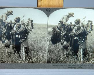 $10.00  -  STEREOVIEW - COWBOY AND INDIAN. -  $10.00
