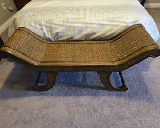 Woven and wood bench