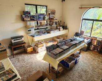 D&D magazines, DVDs, stereo equipment,  game controllers, 