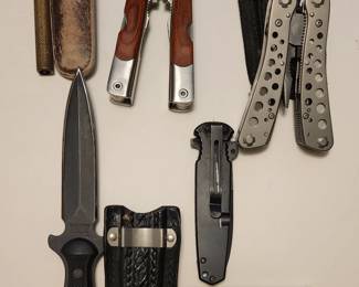 Eze diamond rod with sheath,  windchester multi-tool, dagger with sheath 