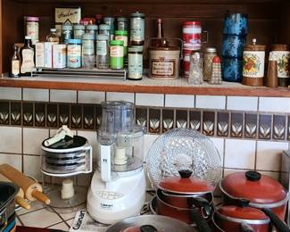 Vintage pots and pans, pottery 