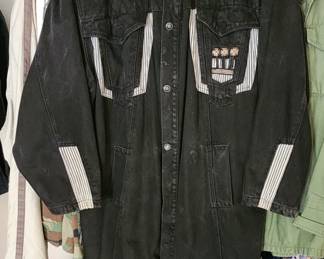 Mens long jeans jacket 