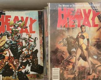 Heavy Metal magazines, some in plastic sleeves 