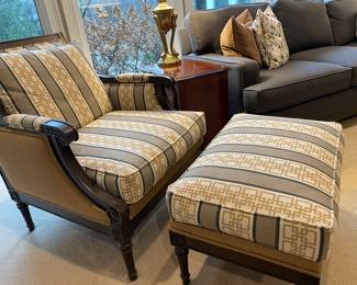 Another view of the armchair and ottoman by Ethan Allen - excellent condition