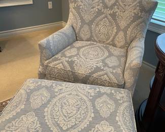 Ethan Allen Armchair and ottoman - matched set of 2 armchairs with "ottoman to share"