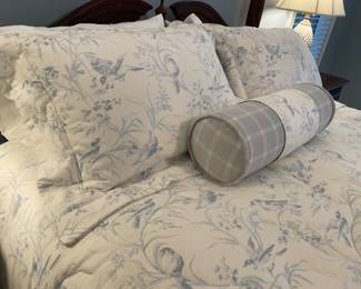 Linens for Queen bed (duvet, shams, rolled pillow, sheets)