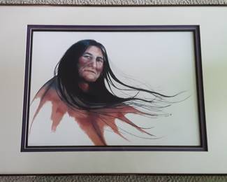 "Wind Woman" by Debra Colburn (24" x 35") signed in the original, and numbered and dated. Certificate of authenticity (1988) and note to buyer (on back)