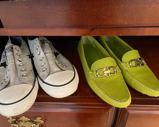 Ferragamo loafers (size 6.5) and Converse (size 9.5)