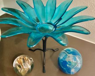 Glass Bowl with Metal Stand