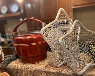 Antique Wedding Basket & Star Metal Bowls