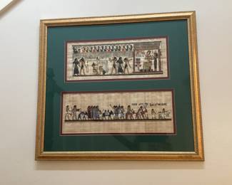 Framed Egyptian Papyrus Painting 