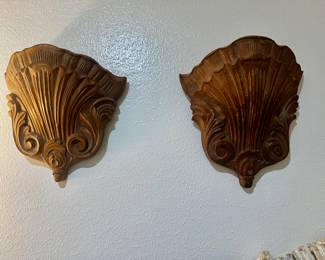 Antique wooden wall sconces
