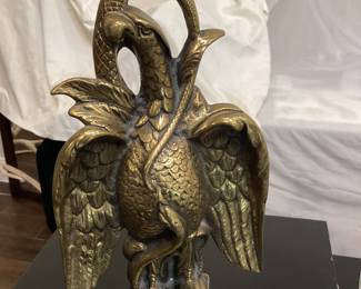 Vintage American Eagle and Snake Brass Doorstop 