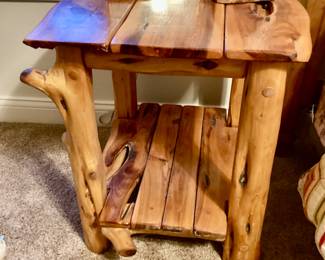 Rustic Log Cabin Nightstand 