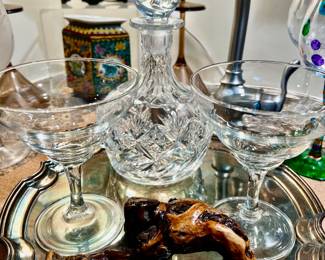Crystal Decanter and Martini Glasses