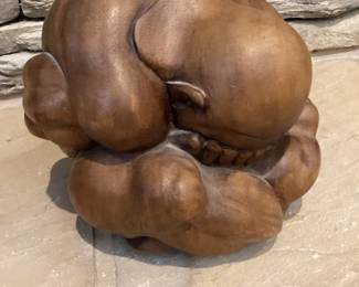 Large hand carved wooden weeping Buddha