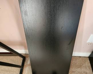 #87	Black L shaped computer desk with working lamp and power outlet metal legs 52x52x29x20	 $125.00 
